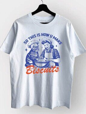 Cat Biscuits Tshirt, Retro Unisex Adult T Shirt, Vintage T Shirt